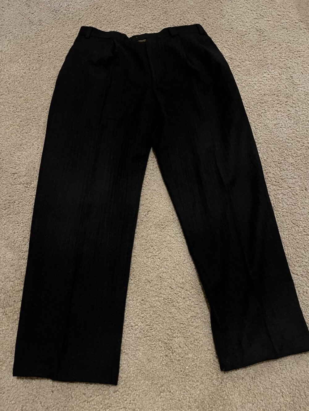 Turnbury Wool Dress Pants 36x32 Black Herringbone Men’s Formal Trousers